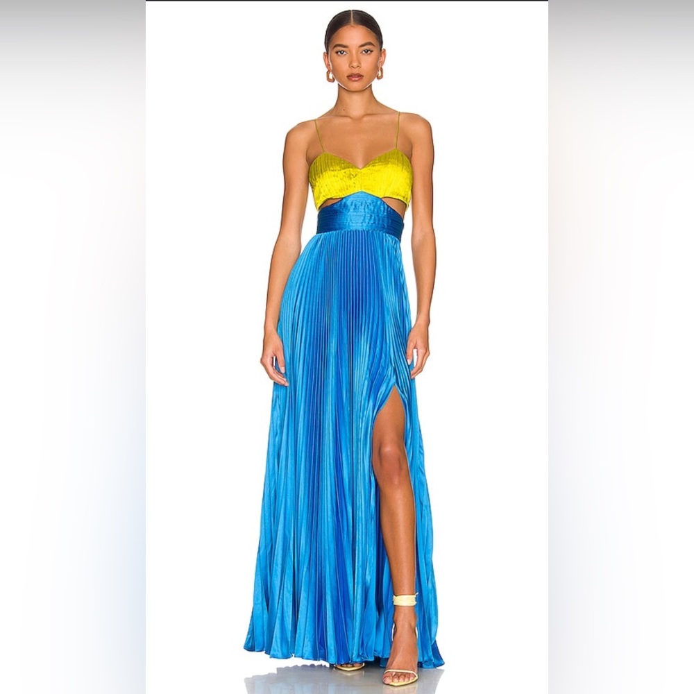 AMUR Elodie Gown in Citrine Green & Aquarius Blue Size 2